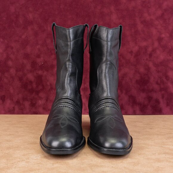 Bibi Lou Women Black Leather Cowboy Western Mid calf Boots sz 11US EUR41 - Picture 3 of 9